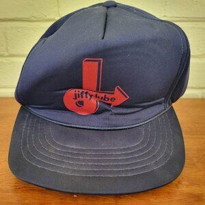 Vintage Jiffy Lube Hat Adult Adjustable Snapback NAVY BLUE Red Logo 1980s era ET